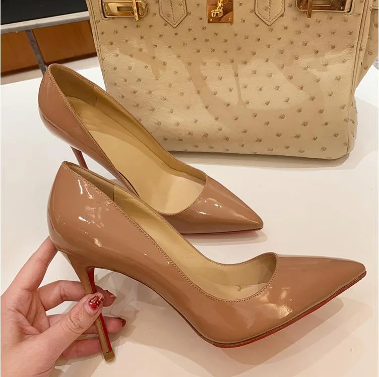 

New So Classic Kate Pumps Brand Women High Heel Shoes Red Shoes Bottom High Heels Ladies Patent Leather Wedding Shoes（With Box