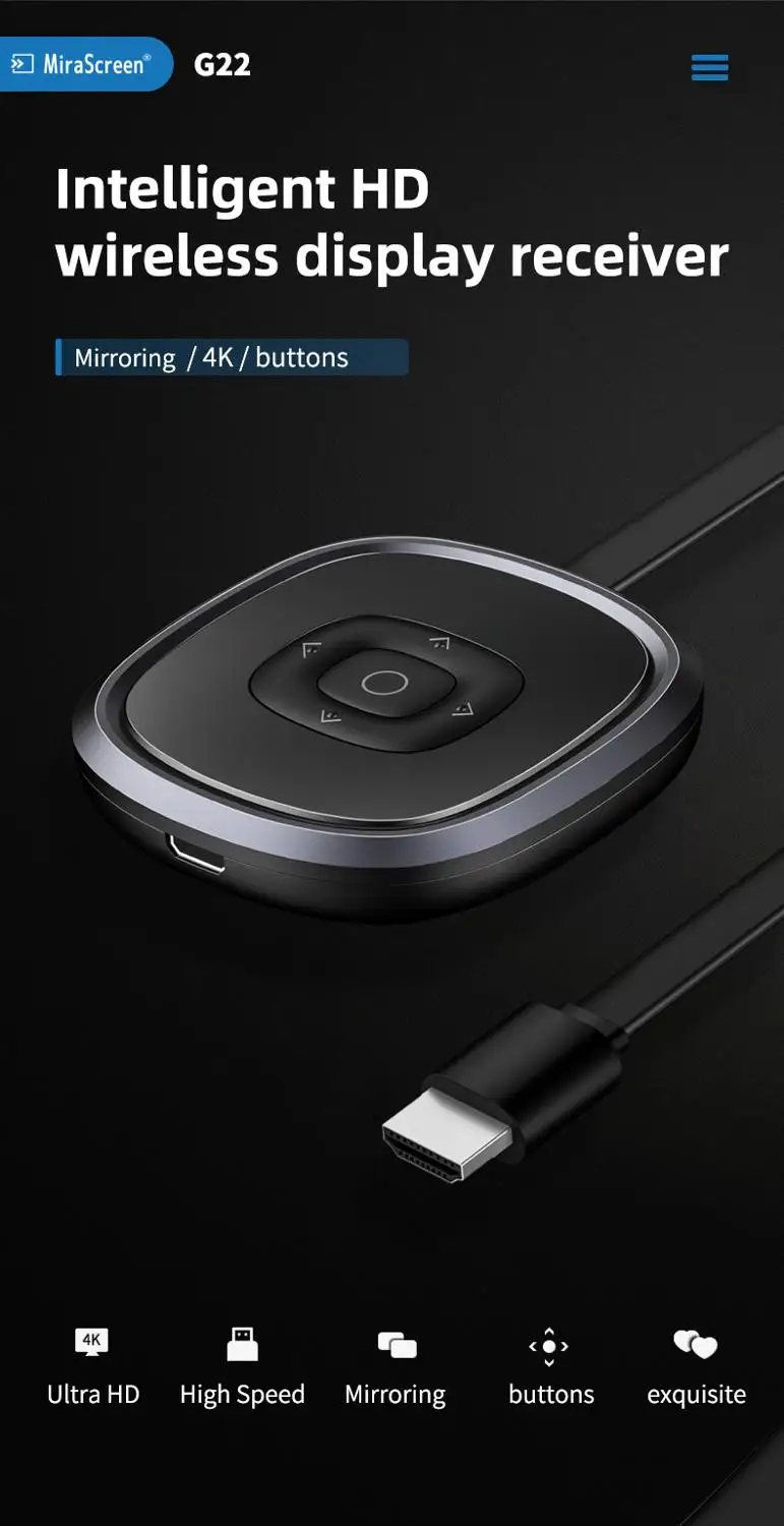 ТВ карты Mirascreen G22 4K 5G Miracast Беспроводной DLNA обмена потоковыми мультимедийными