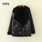 Куртка-бомбер женская из искусственной кожи, с бархатной подкладкой, в стиле ретро, зимняя, теплая, утепленная, мотоциклетная