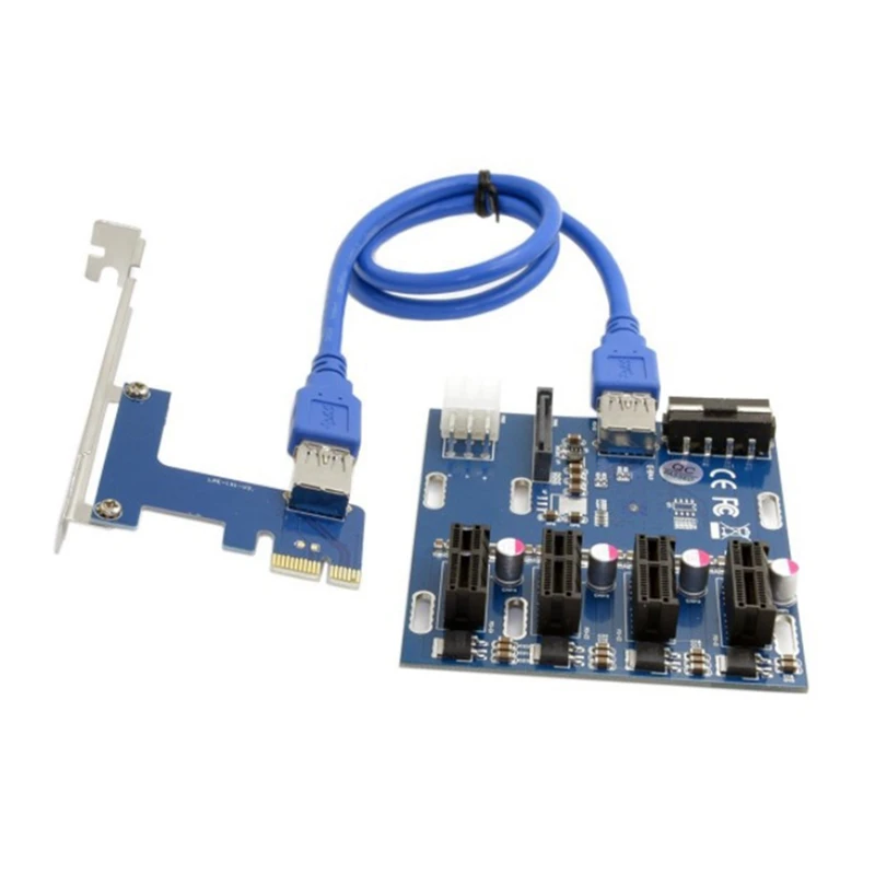 

PCI-E 1X Expansion Kit 1 to 4Slots Switch Multiplier Hub PCI-E Riser Card Adapter with USB 3.0 Cable Pcie Mining Modules