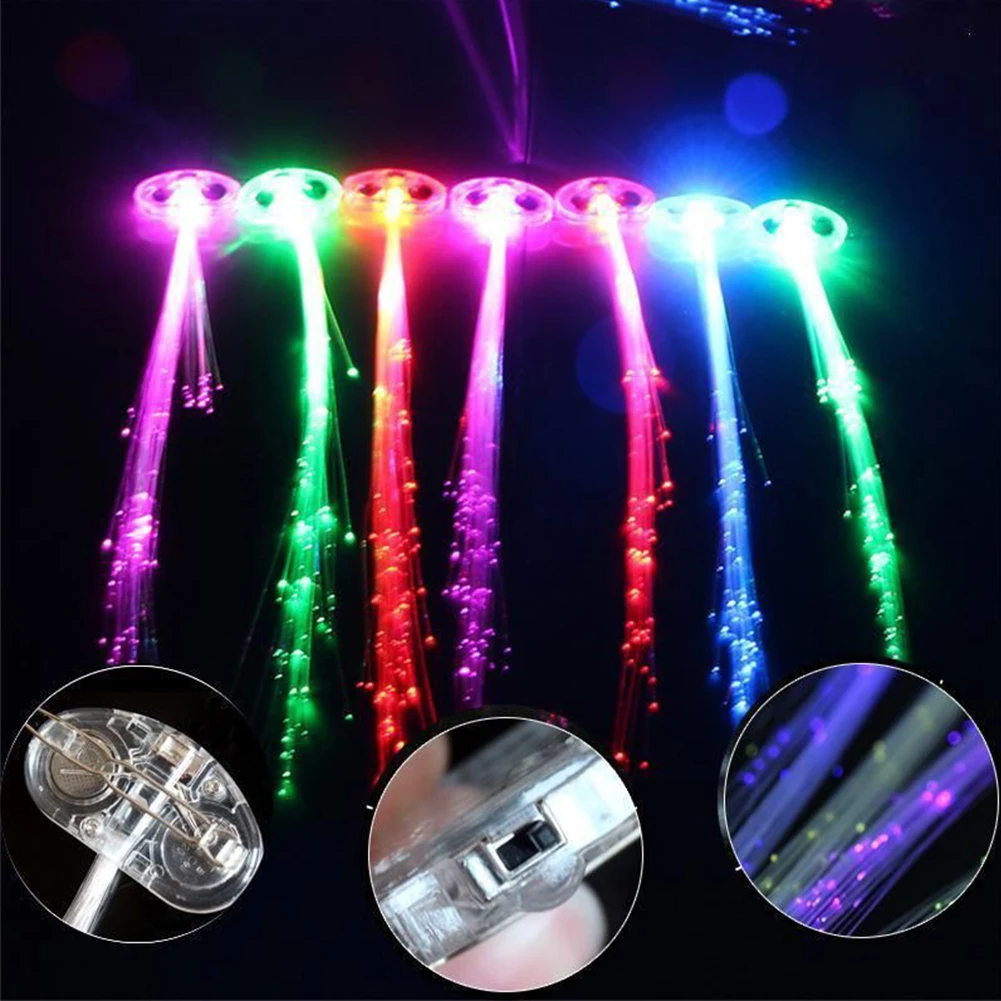 

12pcs Party Wigs Glowing Hairpin Clip Flash Decoration LED Light Concerts Interesting Braid Show Colorful Butterfly Stylish Club