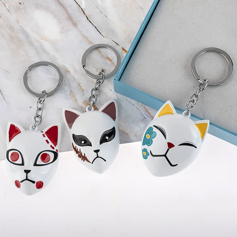 

Hot Anime Demon Slayer Kamado Nezuko Mask Cosplay Pendant Alloy Keychain Gift 4CM