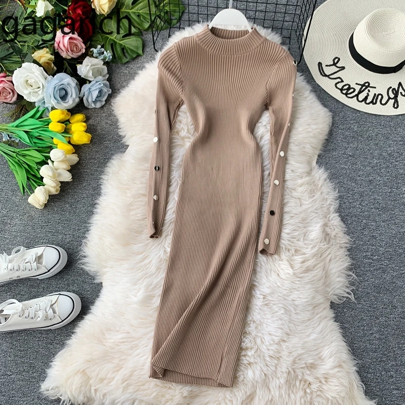 Женское трикотажное платье с длинным рукавом Gagarich однотонное стрейчевое средней