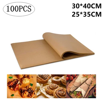 100Pcs 25*35/30*40cm Parchment Paper Baking Sheets Non-Stick Precut Suitable for Baking Grilling Air Fryer Steaming Cookie Mat