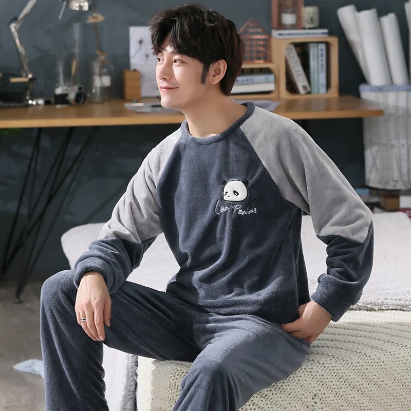 

Зимняя теплая Фланелевая пижама с длинным рукавом, размеры до 5XL