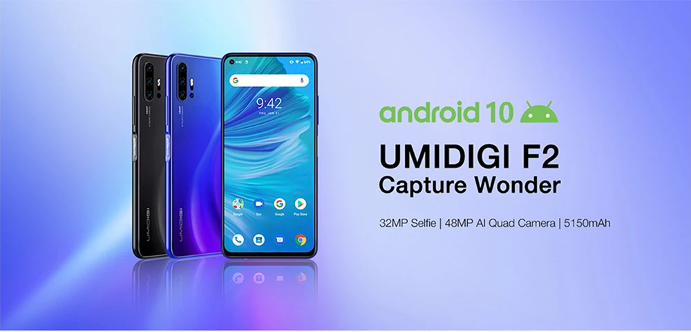 UMIDIGI F2 глобальная версия Android 10 6 ГБ 128 ГБ 6,5" FHD 32 МП селфи Helio P70 48MP AI Quad камера мобильный телефон 5150 мАч NFC