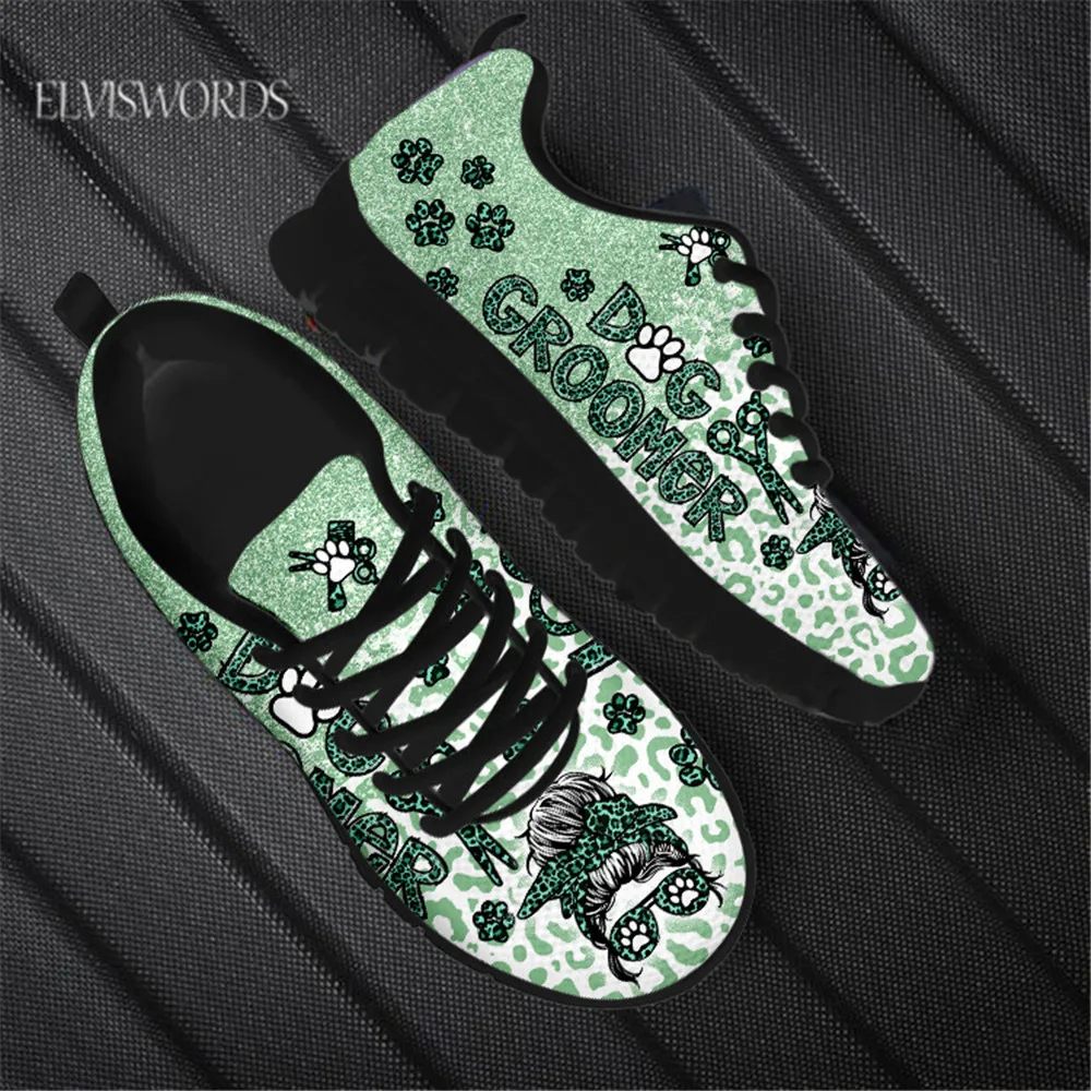 

ELVISWORDS Ladies Shoes Flats Dog Groomer Leopard Gradient Women Fashion Sneakers Casual Outdoor Designer Shoes Zapatos De Mujer