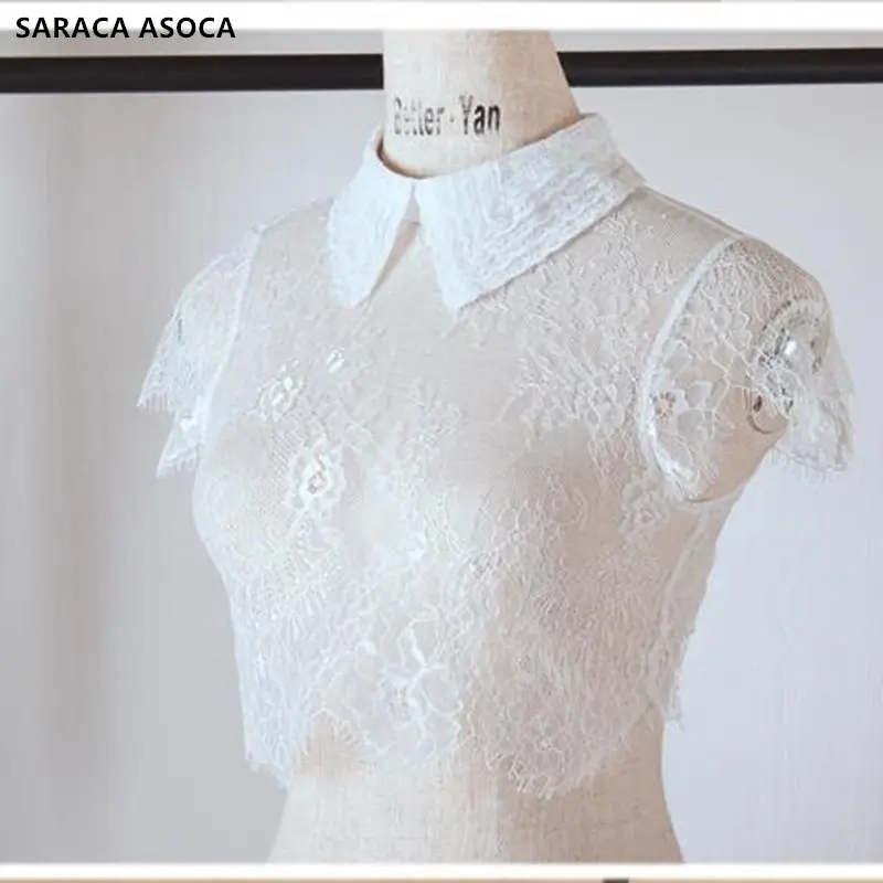 Модный кружевной прозрачный черный стоячий съемный воротник шаль Женский