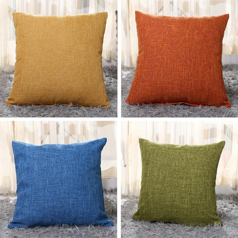 

Pillowcase for Cafe Sofa Faux Linen Pillow Cover Solid Color Decorative Throw Cushion Cover Modern 45x45/50x50/55x55 Size