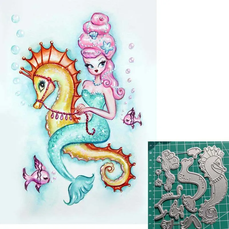 Новинка 2020 г. трафарет русалки для рождественской вырубки фотоальбом с тиснением