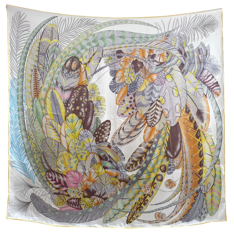 

Шарф из шелка тутового шелкопряда, роскошный женский дизайнерский шарф 110 см, 110 см, шарфы с окантовкой, дизайнерский рулон, 110 см