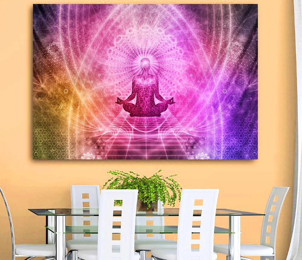 Статуя индийского Будды медитация 7 чакр гобелен настенная мандала гобелены