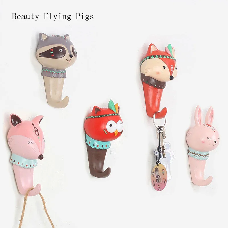 Мультяшный крючок в виде животного украшение для детской комнаты лиса Сова енот