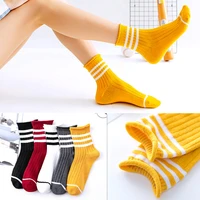 5 pairs autumn and winter striped casual breathable women s mid tube stockings