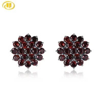 natural red garnet s925 silver stud earrings for women 3 16 carats garnet original design anniversary engagement gifts