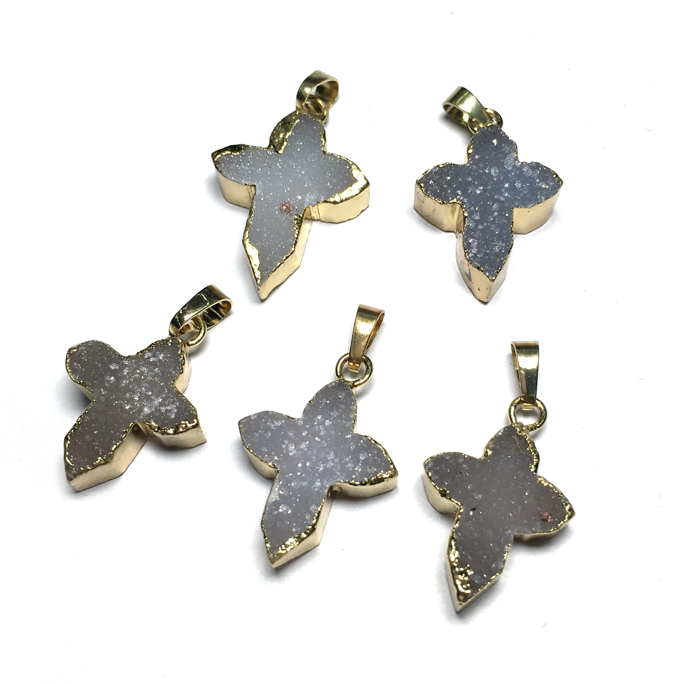 Новый Натуральный камень подвеска-крестик со стразами Цепочки и ожерелья