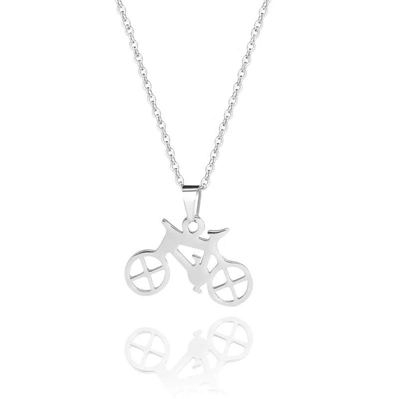 

Stainless Steel Bicycle Shape Pendant Necklace For Women Men Clavicle Chain 2020 Trend Gothic Punk Hip Hop Jewelery Party Gift