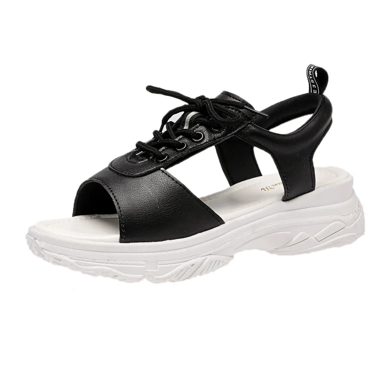 

Genuine Leather Sandals 2021 New Women's Height Increasing Non-Slip Wear-Resistant Lace-up High-Profile Figure All-Matching