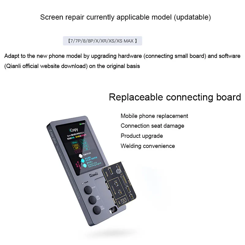QIANLI iCopy Plus программист для ремонта ЖК-экрана iPhone7 8 8P X XR XS Max чип/вибрация/сенсорный/светочувствительный ремонт