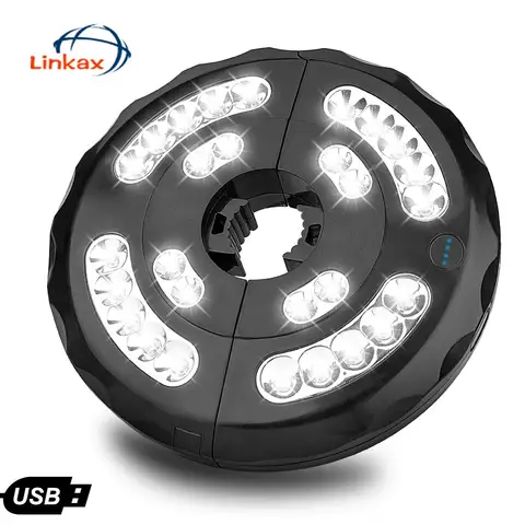 28 светодиодов зонтичный светильник, палатка для патио, кемпинг, зонт, 3 режима, белый светильник, ing, USB зарядка, лампа для улицы, фонарь для пляжа, сада - изображение