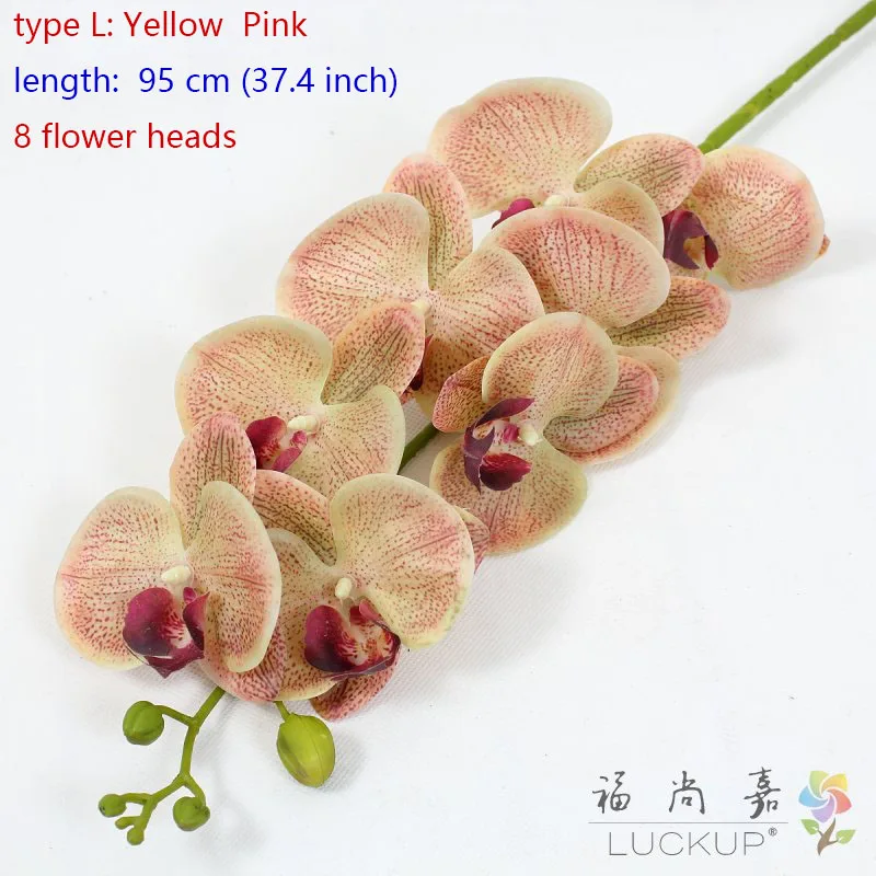 type L Yellow pink Искусственный латексный цветок орхидеи бабочки орхидеи для дома, дома, свадьбы, фестиваля, 1 стебель, F472 - Цвет: type L Yellow pink