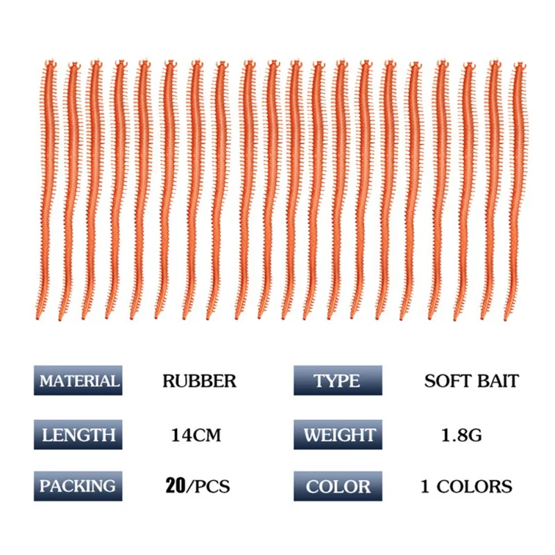 20 шт./пакет искусственные рыболовные приманки в форме морского дождевого червя