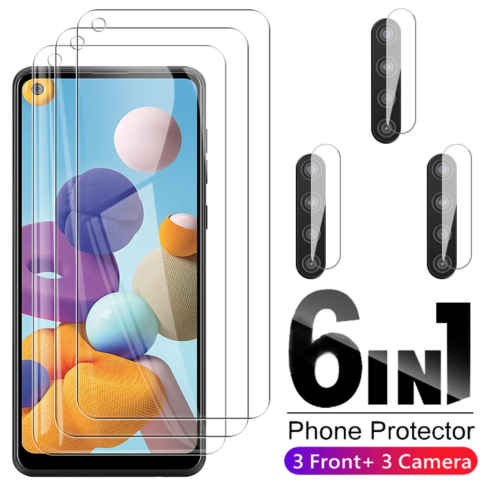 

6in1 HD Protective Glass For samsung A21 A 21 Tempered Film For Samsung A21 21s 02 02s 11 12 31 41 51 71 Camera Protective Film
