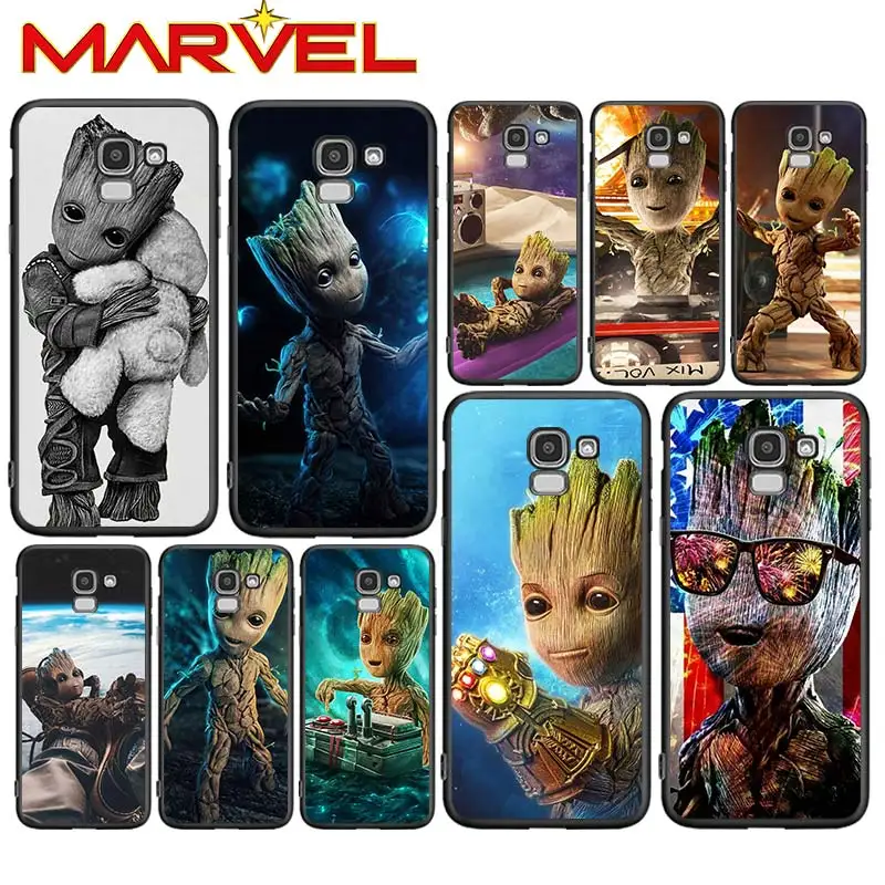 

Groot Marvel Avengers for Samsung Galaxy J2 J3 J4 Core J5 J6 J7 J8 Prime duo Plus 2018 2017 2016 Soft Black Phone Cover