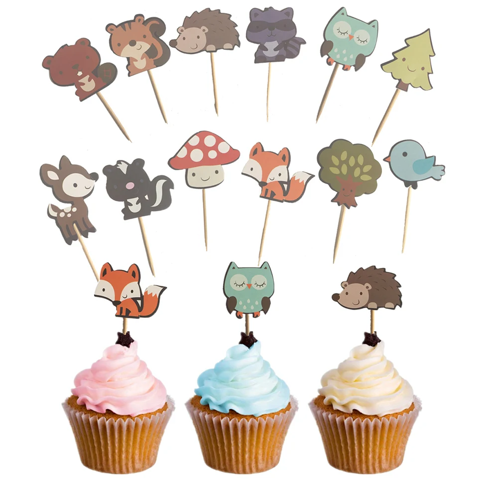 12 шт./компл. Милая мультяшная игрушка для торта с изображением лесных животных