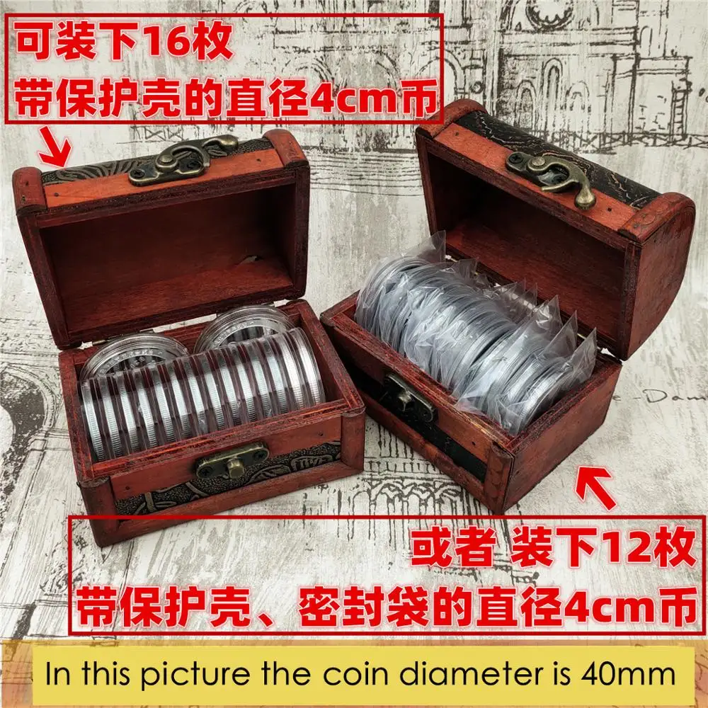 Деревянная Коллекционная коробка для монет деревянный держатель в стиле