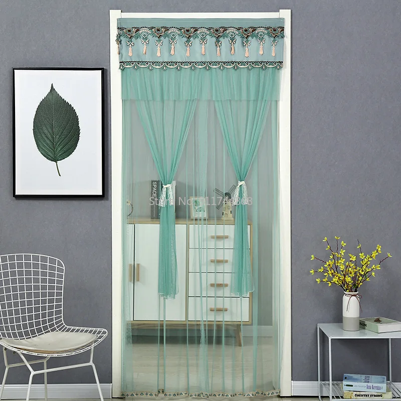 

Двухслойная марлевая дверная занавеска защита от комаров зеркальная занавеска кружевная вышитая дверная занавеска свободная зеркальная з...