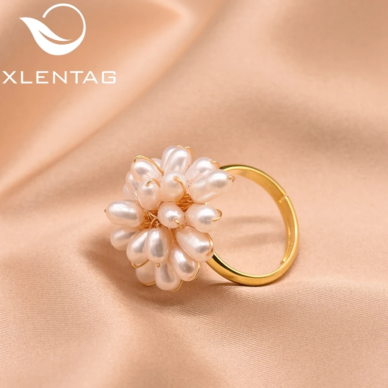 

XlentAg Handmade Natural Fresh Water White Pearl Heart Shape 925 Silver Ring Women Wedding Fine Fashion Jewelry bijoux GR0235B