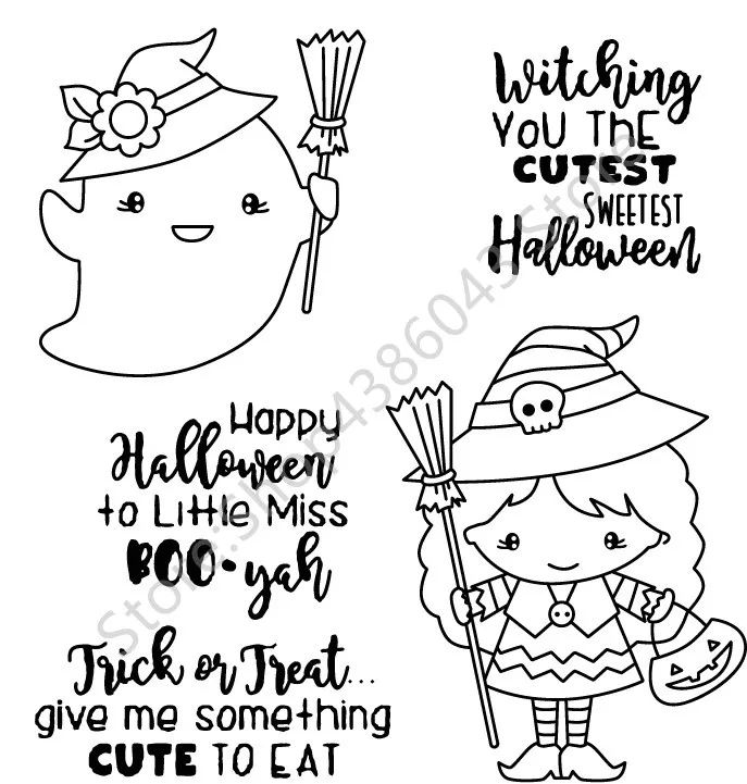 Хэллоуин четкий штамп или для DIY Скрапбукинг/изготовление карт/Дети забавное