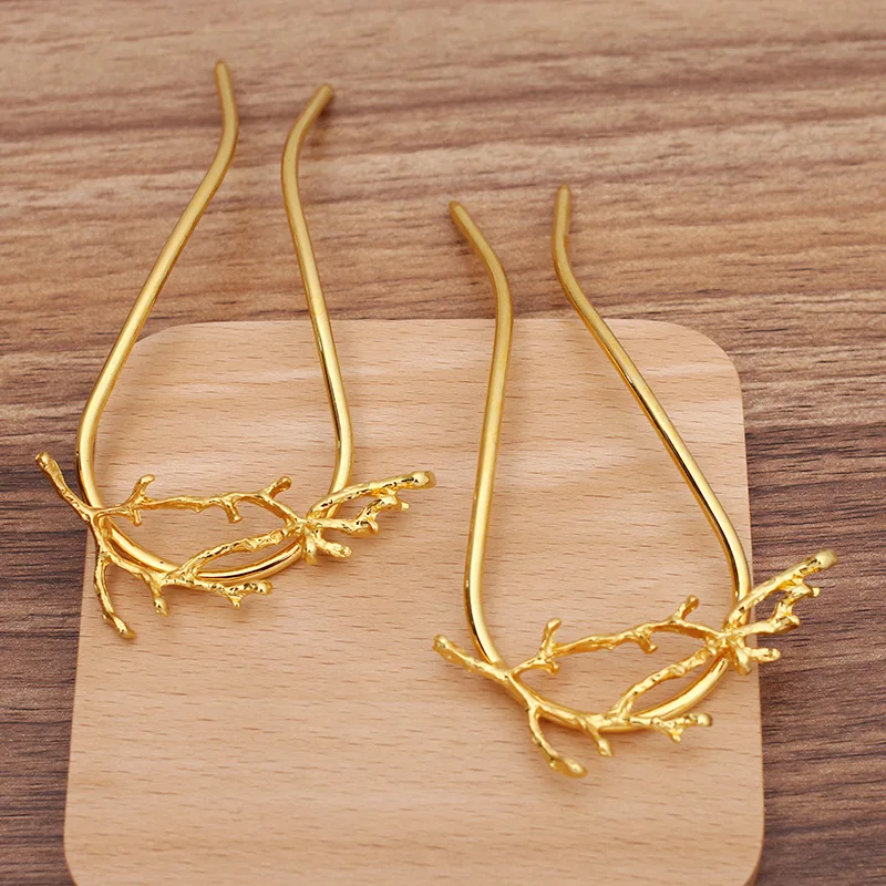 

5 PCS 20.5*60.5mm Gold Branch Hair Fork Alloy Hair Sticks DIY Hair Accessories For Jewelry Making