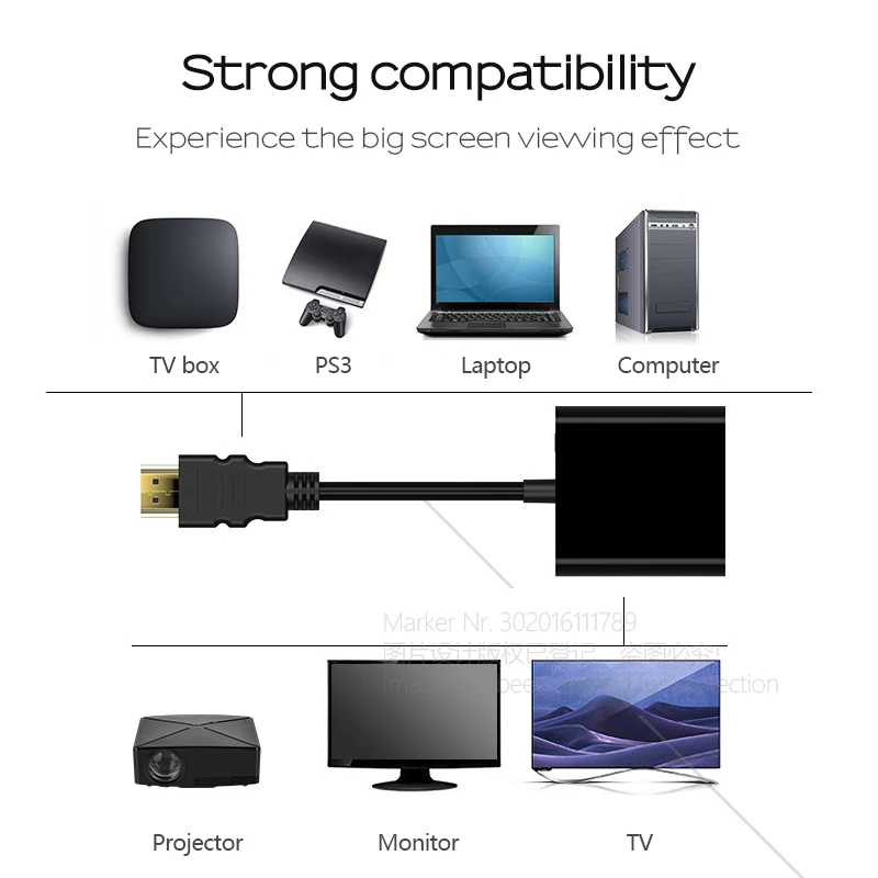 Адаптер конвертер AUN HDMI в VGA HD. Высококачественный переходник типа папа мама для
