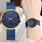 Часы наручные женские кварцевые, люксовые брендовые аналоговые с синим стальным браслетом, простые