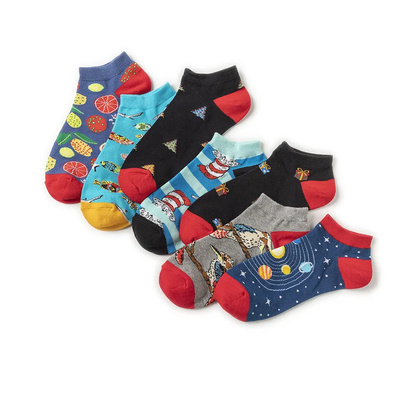 

Hip Hop Trend Funny Women Men's Short Socks New Fashion Colorful Personality Cartoon Fruit Animal Pattern Skateboard Socks