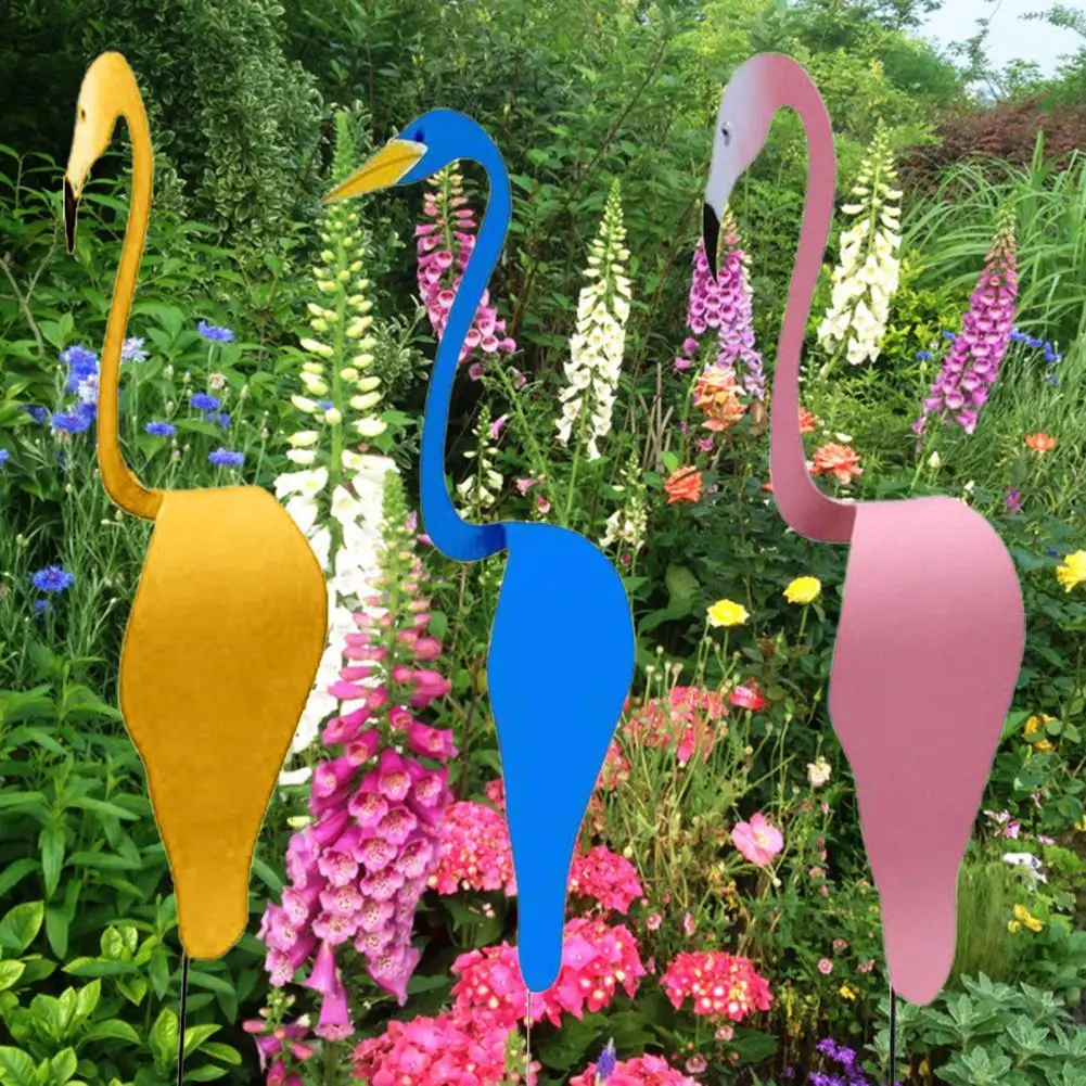 

Swirl Bird Flamingo Swan Whimsical Dynamic Bird Slight Swing Breeze Garden Decor Decorative Stakes