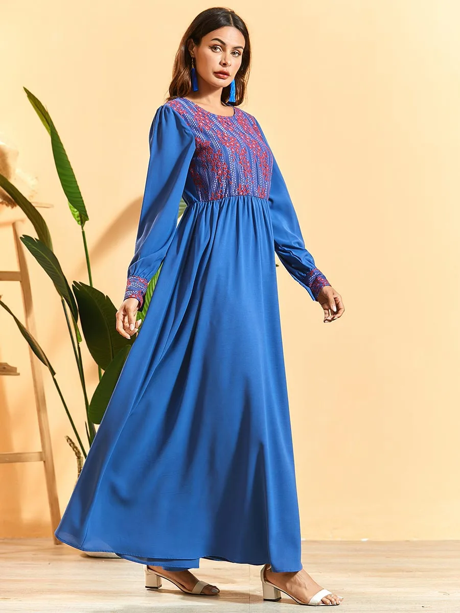 Ramadan Turkey Muslim Abaya Women Hijab Dress Lace Blue Eid Moroccan Kaftan Djellaba Jilbab Vestidos Islamic Clothing Musulman |