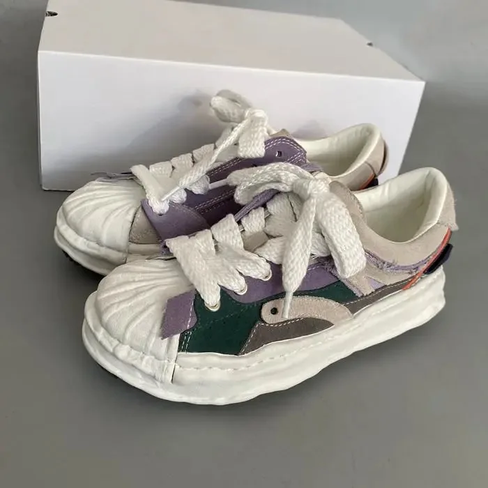 

Women Casual Sports Shoes Korea INS Net Red Old Retro Women Sneakers Dissolve Zebra Shell Head Suture Streetwear Canvas Shoes