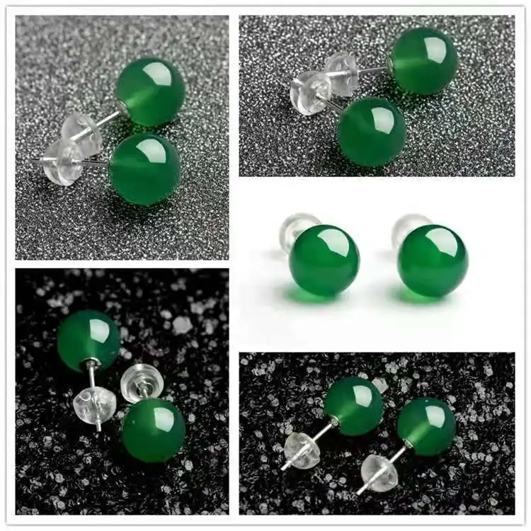Серьги-гвоздики из натурального нефрита для женщин и мужчин серьги с сердоликом