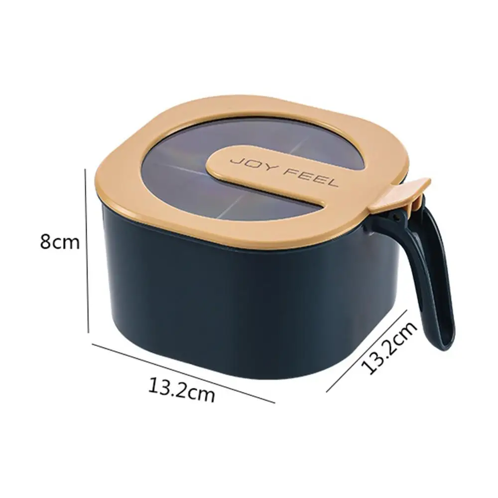 

4 Compartments Kitchen Seasoning Box with Lid and Spoons Spice Storage Container Condiment Jars