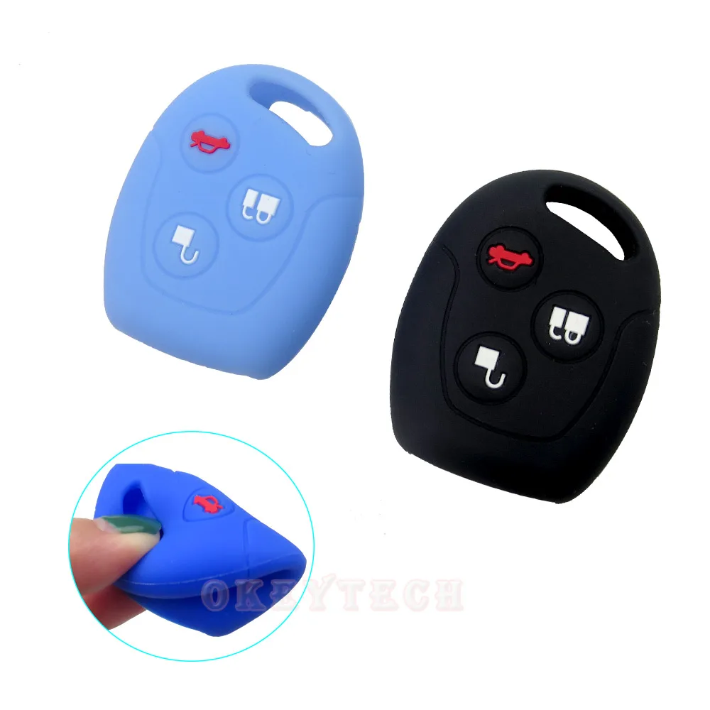OkeyTech 3 кнопки Мягкий силиконовый чехол для ключа автомобиля Ford Focus Mondeo Festiva Fusion Suit