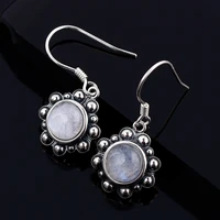 round 6mm natural moonstone earrings 925 sterling silver pendant earrings cute wedding party gift jewelry wholesale
