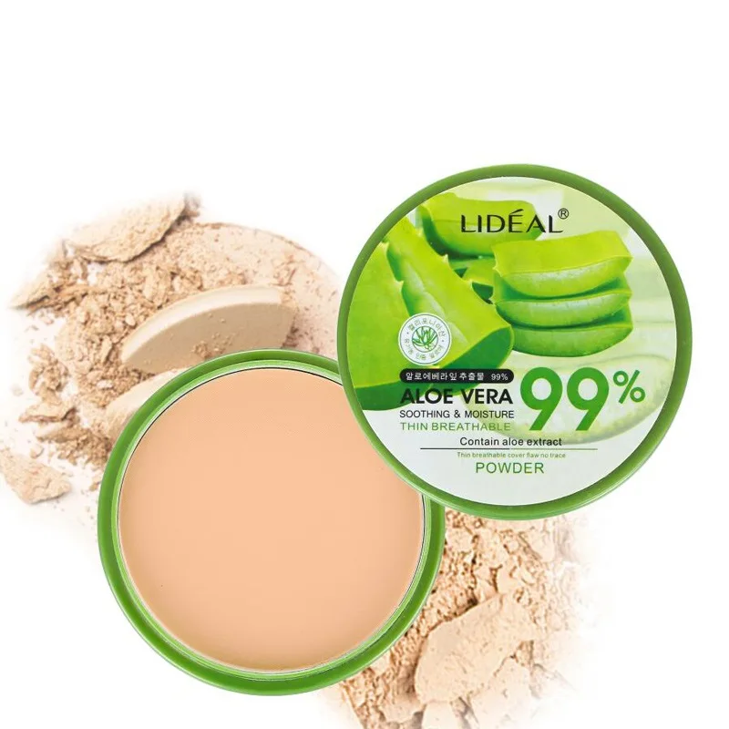 

Hot 1pc Aloe Vera Moisturizer Face Powder Smoothing Extract Pressed Powder Breathable Makeup Concealer Brighten Foundation