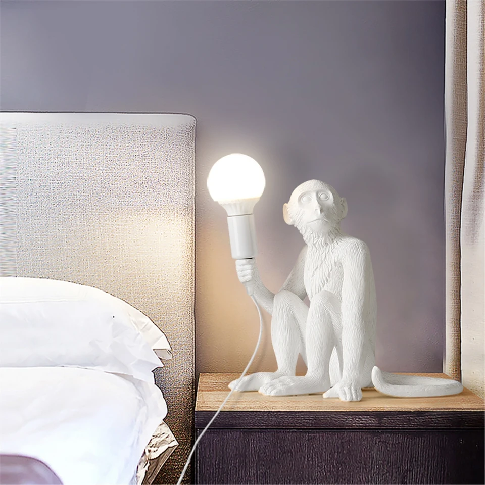 

Nordic Hemp Rope Monkey LED Pendant Lights Lighting Loft Indoor Pendant Lamp Vintage Coffee Resin Hanging Lamp Decoration Lamp