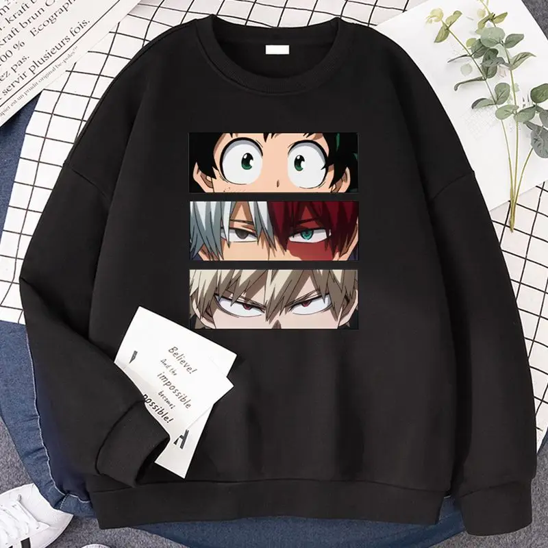

SUNOWE Japanese Anime My Hero Academia Hoodies Izuku Men Simplicity Fashion Streetwear Casual Crewneck Pullover Men's Clothes