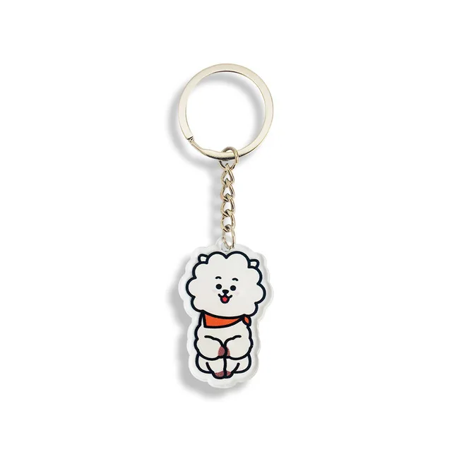 Серебристый Милый мультфильм изображение альбом карта душа акриловый jungkook брелок J-HOPE V SUGA JIN RM JIMIN брелок - Цвет: Серебристый