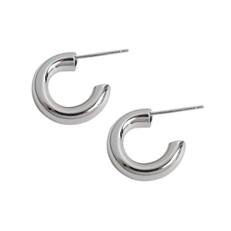 

CH-1256 Korean version of S925 sterling silver earrings ins simple cold wind geometric circle earrings female niche earrings