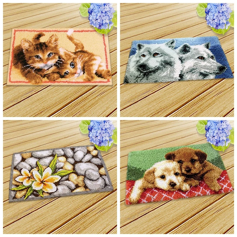 

Latch Hook Cushion Animals Carpet Embroidery Needlework Crochet Pillows Accessories DIY Latch Hook Rug Kit Cross Stitch Rug Kit